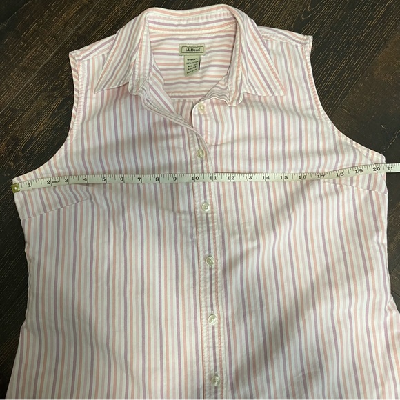 LL Bean | Pastel stripes sleeveless button down blouse - Picture 5 of 7